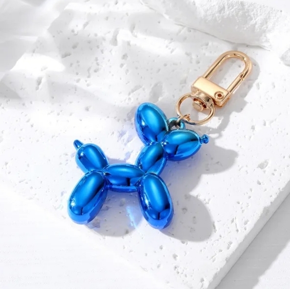 Electric Blue Cartoon Balloon Dog Animal Purse Charm Women Men Keychain 🎁 Gift